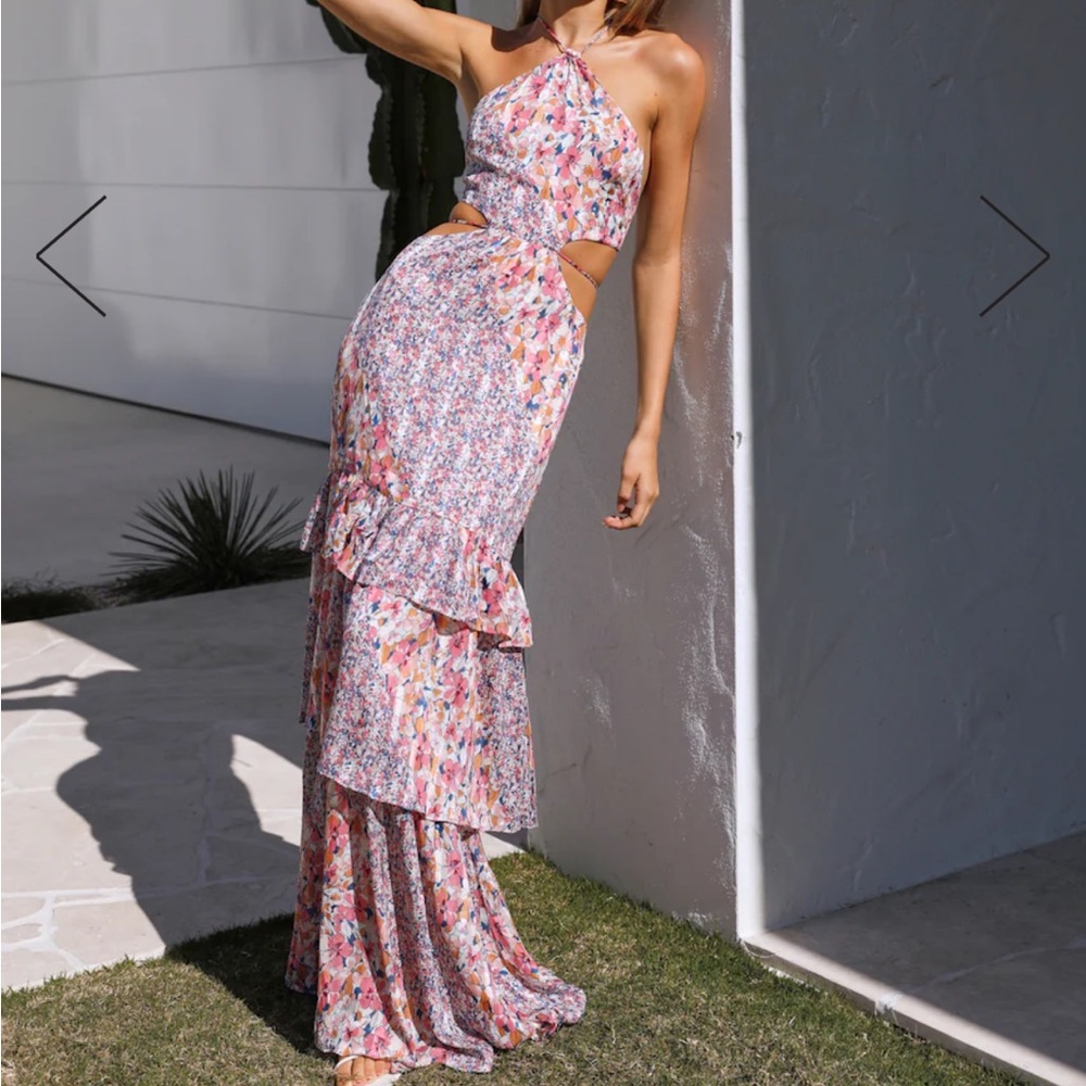 Hello Molly Sweet Sylvan Halter Maxi Dress floral NWT